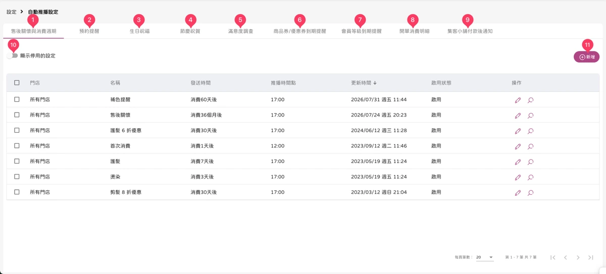 設定 - 自動推播設定-1
